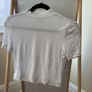 Babaton White Mock Neck Shirt